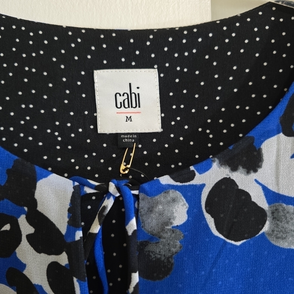 NWOT Cabi Untamed Mini Dress Electric Blue Floral Size Medium #5576 Black White - Picture 10 of 11